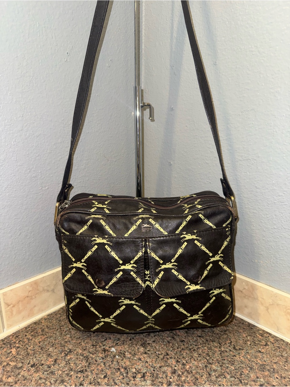 Longchamp authentic vintage equestrian Crossbody camera bag (collectors piece)